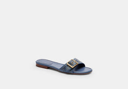 Margot Flat Sandal In Crystal Signature Denim