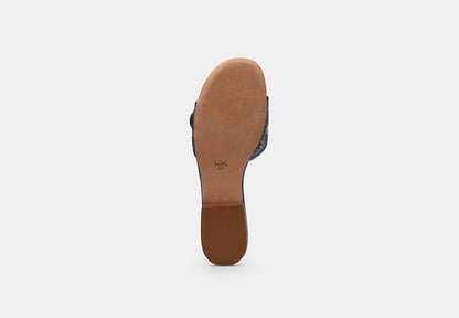 Margot Flat Sandal In Crystal Signature Denim