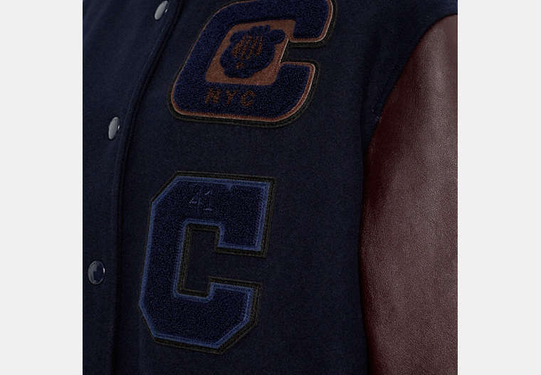 Restored Oversized Classic Varsity Jacket In Recycled Wool And Recycled Polyester
