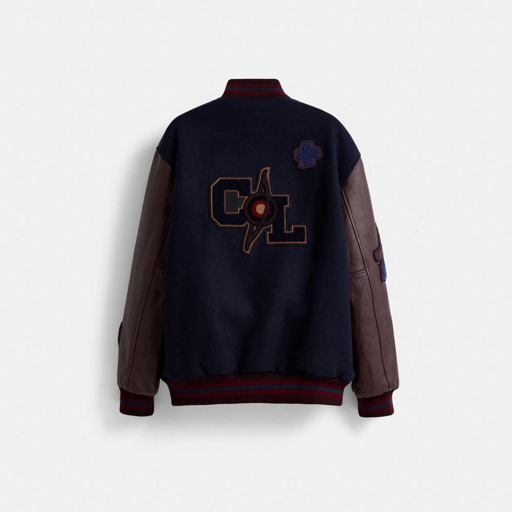 Restored Oversized Classic Varsity Jacket In Recycled Wool And Recycled Polyester