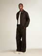 Golden goose Black Jacket with Classic Collar and Long Sleeves in Virgin Wool Man