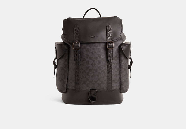 Restored Hitch Backpack In Signature Canvas With Crocodile Detail