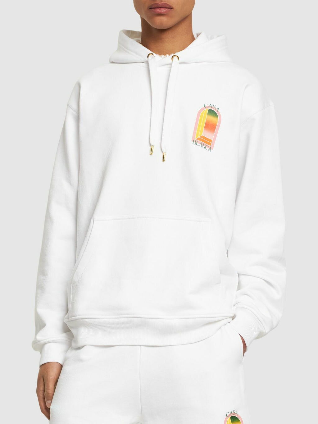 Casablanca Gradient Arch Organic Cotton Hoodie White