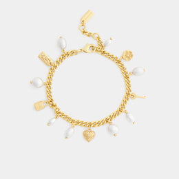 Pearl And Heart Charm Bracelet