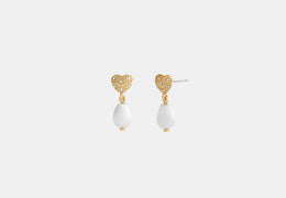 Heart Pearl Drop Earrings