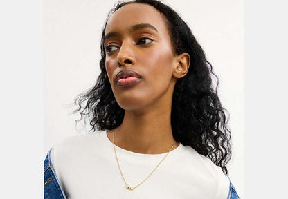 Cube Pearl Rondelle Pendant Necklace