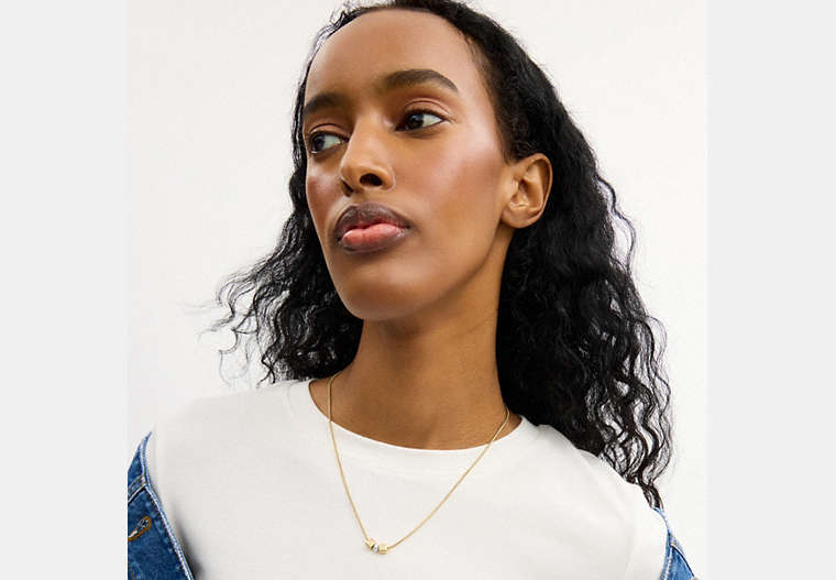 Cube Pearl Rondelle Pendant Necklace