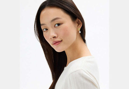 Signature Pavé Coin Pearl Drop Earrings