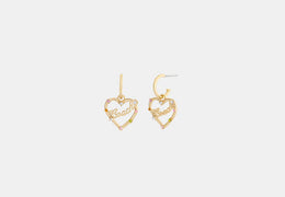 Coach Script Heart Hoop Earrings