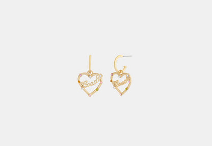 Coach Script Heart Hoop Earrings