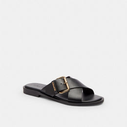 Crisscross Buckle Sandal In Signature Jacquard
