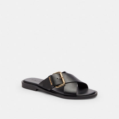 Crisscross Buckle Sandal In Signature Jacquard