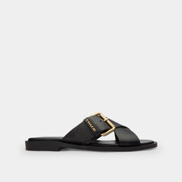 Crisscross Buckle Sandal In Signature Jacquard