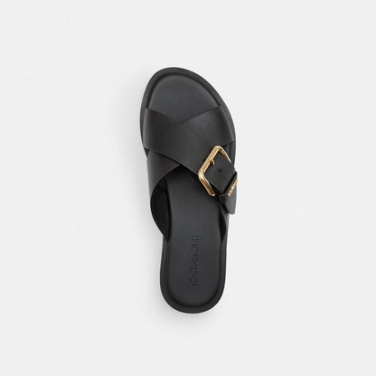 Crisscross Buckle Sandal In Signature Jacquard