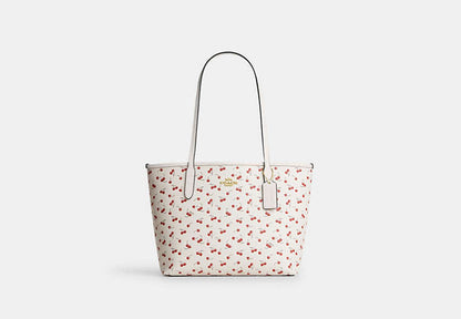 Medium City Tote Bag With Cherry Print