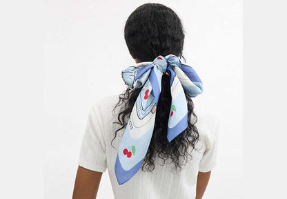Tabby Cherry Print Silk Square Scarf