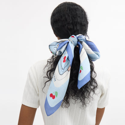 Tabby Cherry Print Silk Square Scarf