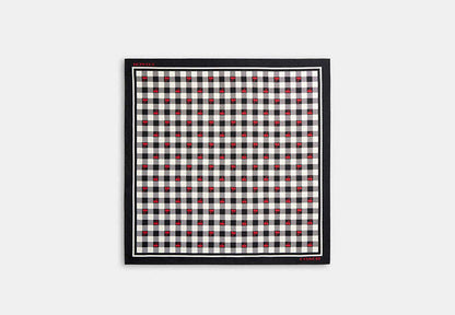 Gingham Cherry Print Silk Bandana