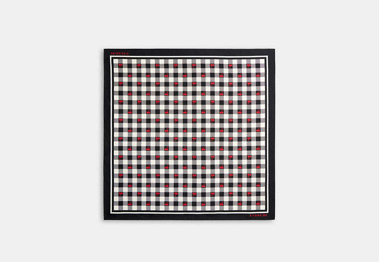 Gingham Cherry Print Silk Bandana
