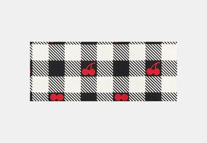 Gingham Cherry Print Silk Bandana
