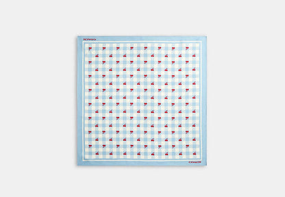 Gingham Cherry Print Silk Bandana
