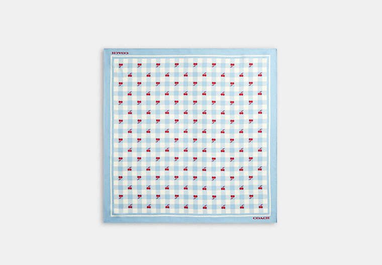 Gingham Cherry Print Silk Bandana