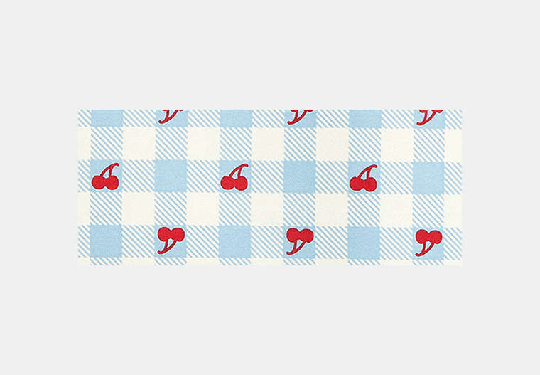 Gingham Cherry Print Silk Bandana