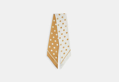 Distressed Dot Print Silk Wide Skinny Scarf