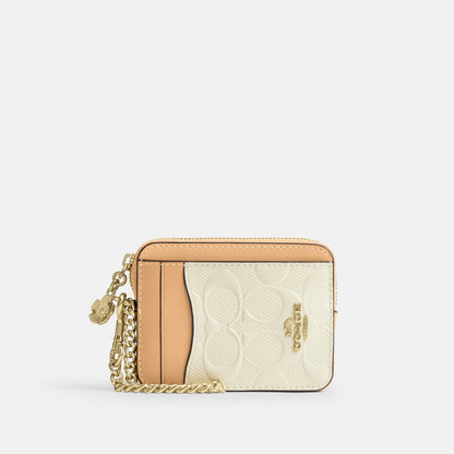 Zip Card Case In Signature Leather With Charm