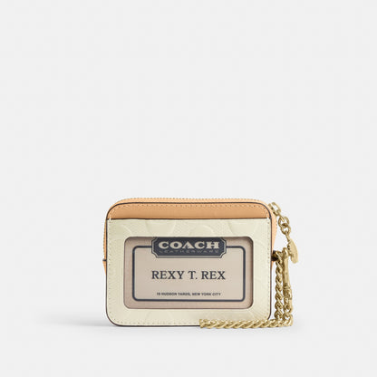 Zip Card Case In Signature Leather With Charm