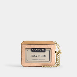 Zip Card Case In Signature Leather With Charm