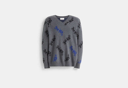 Restored Horse And Carriage V-Neck Sweater