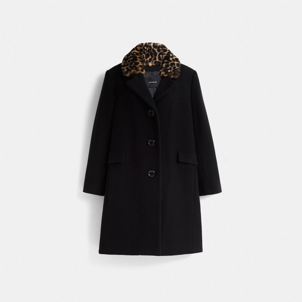 Restored Wool Coat With Shearling Collar