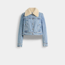 Restored Shearling Collar Denim Jacket