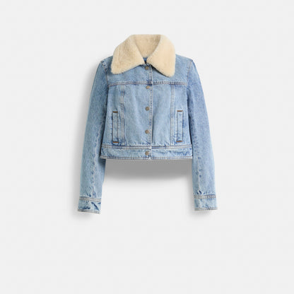 Restored Shearling Collar Denim Jacket