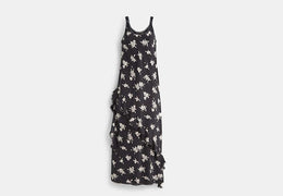 Restored Long Floral Ruffle Dress