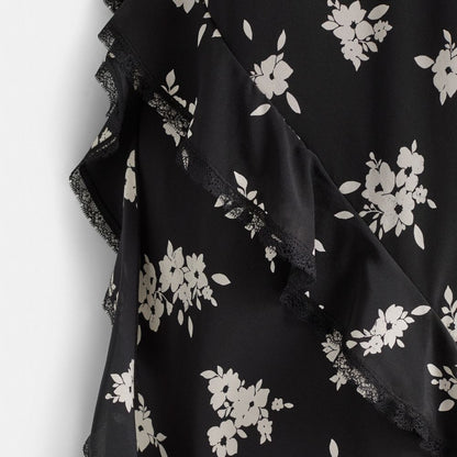 Restored Long Floral Ruffle Dress