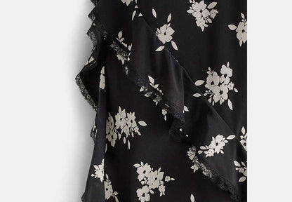 Restored Long Floral Ruffle Dress