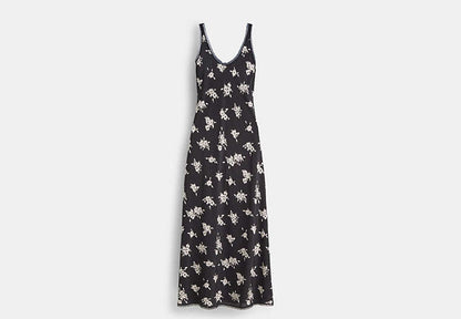 Restored Long Floral Ruffle Dress