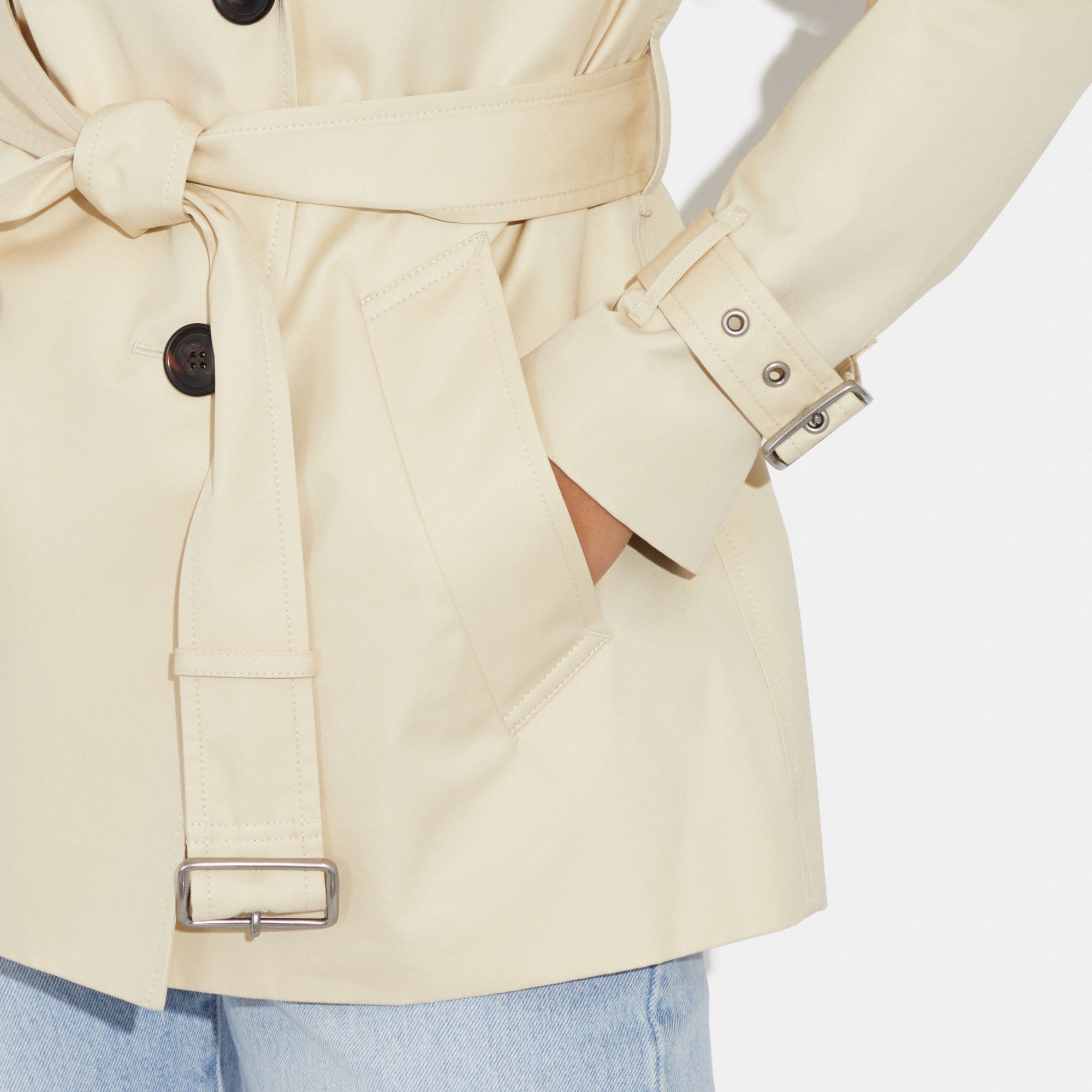 Solid Short Trench Coat