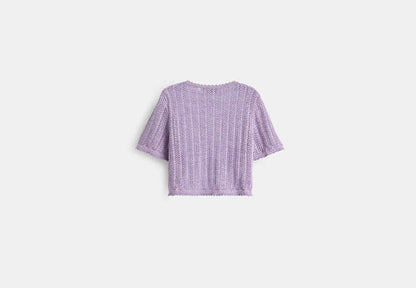 Restored Cropped Knit Button Up Top