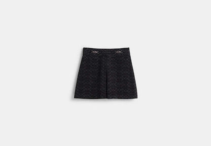 Restored Signature Jacquard Denim Skirt