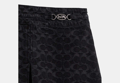 Restored Signature Jacquard Denim Skirt
