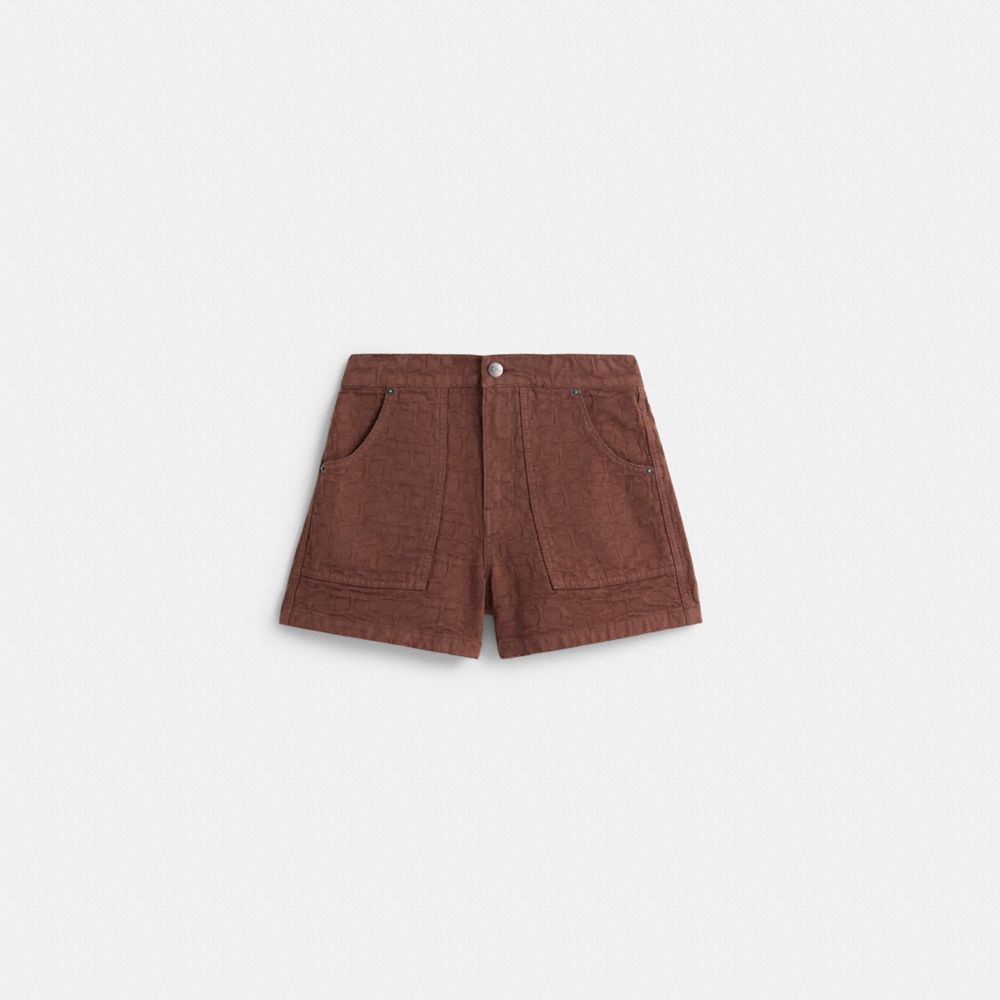 Restored Signature Jacquard Denim Shorts
