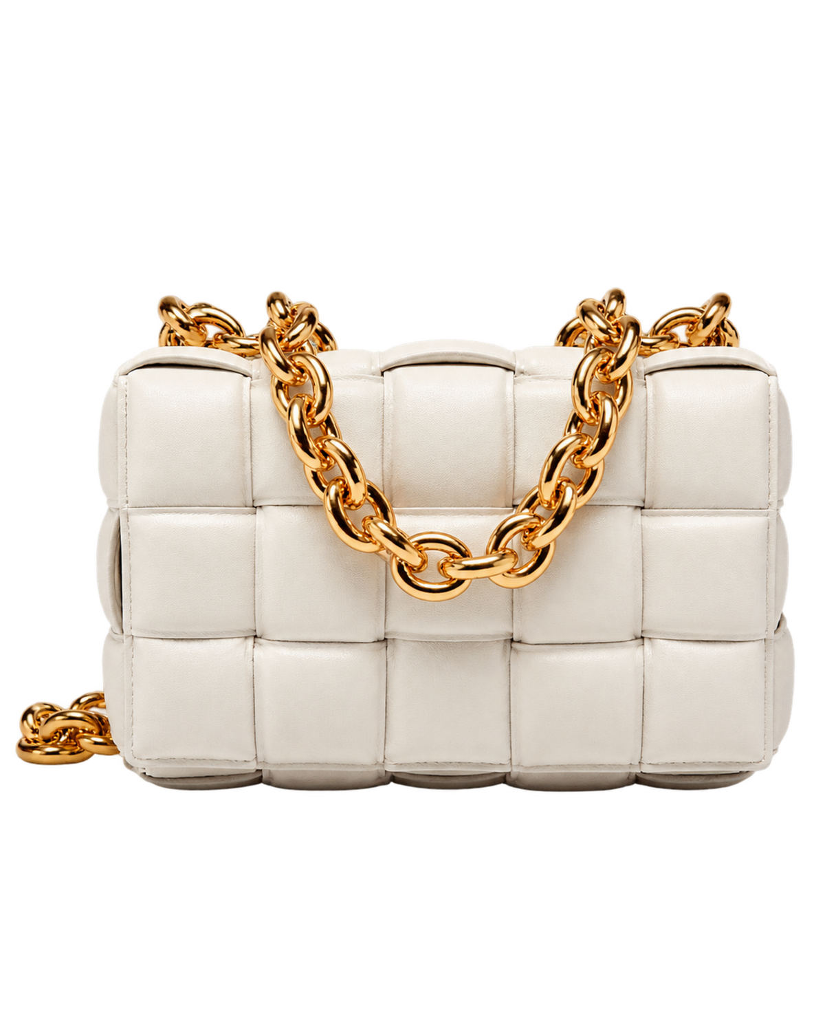 Chain Cassette Padded Crossbody Bag in Intreccio Leather