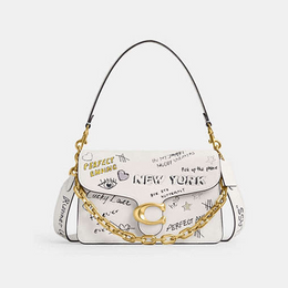 Chain Tabby Shoulder Bag With Sketch Print