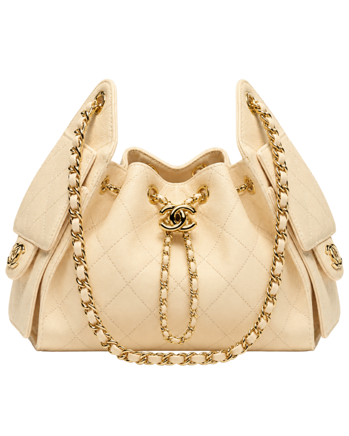 CHANEL 25 Mini Handbag Grained Calfskin & Gold-Tone Metal  Ecru