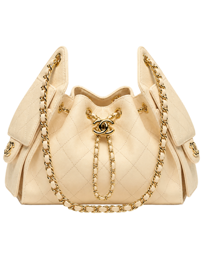 CHANEL 25 Mini Handbag Grained Calfskin & Gold-Tone Metal  Ecru