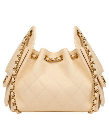 CHANEL 25 Mini Handbag Grained Calfskin & Gold-Tone Metal  Ecru
