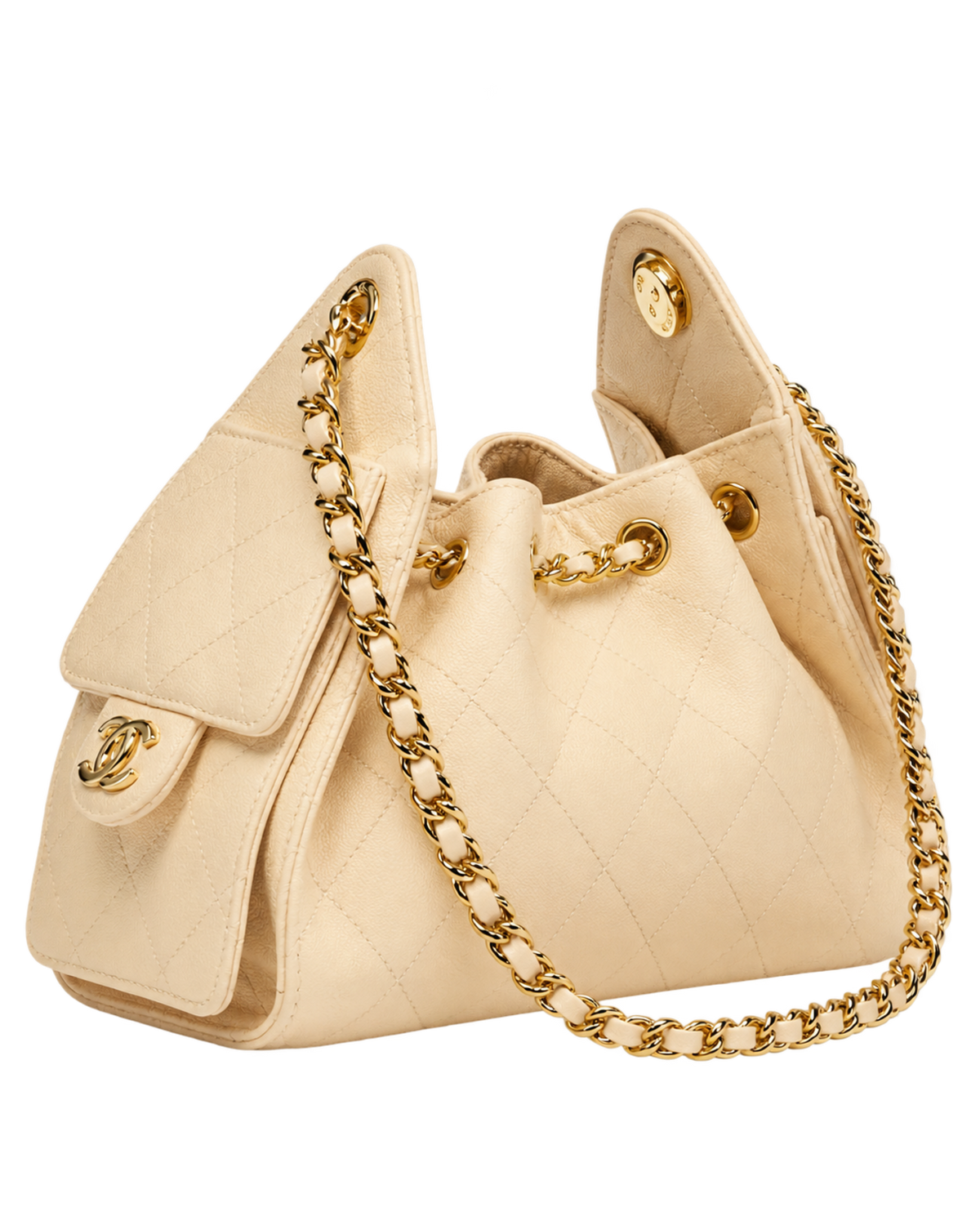 CHANEL 25 Mini Handbag Grained Calfskin & Gold-Tone Metal  Ecru